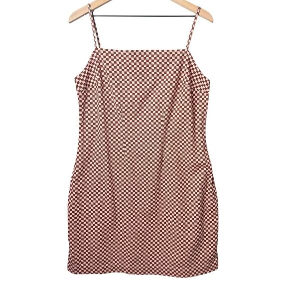 Levi's Womens Mini Dress Square Neck Cotton Pink Checkered Casual Size L - Picture 1 of 13